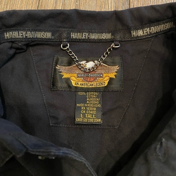 Harley Davidson Men’s Eagle Front Button Down Collared Shirt Black Sz Large - Picture 2 of 4